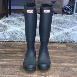 Black Matte Hunter Tall Rain Boots